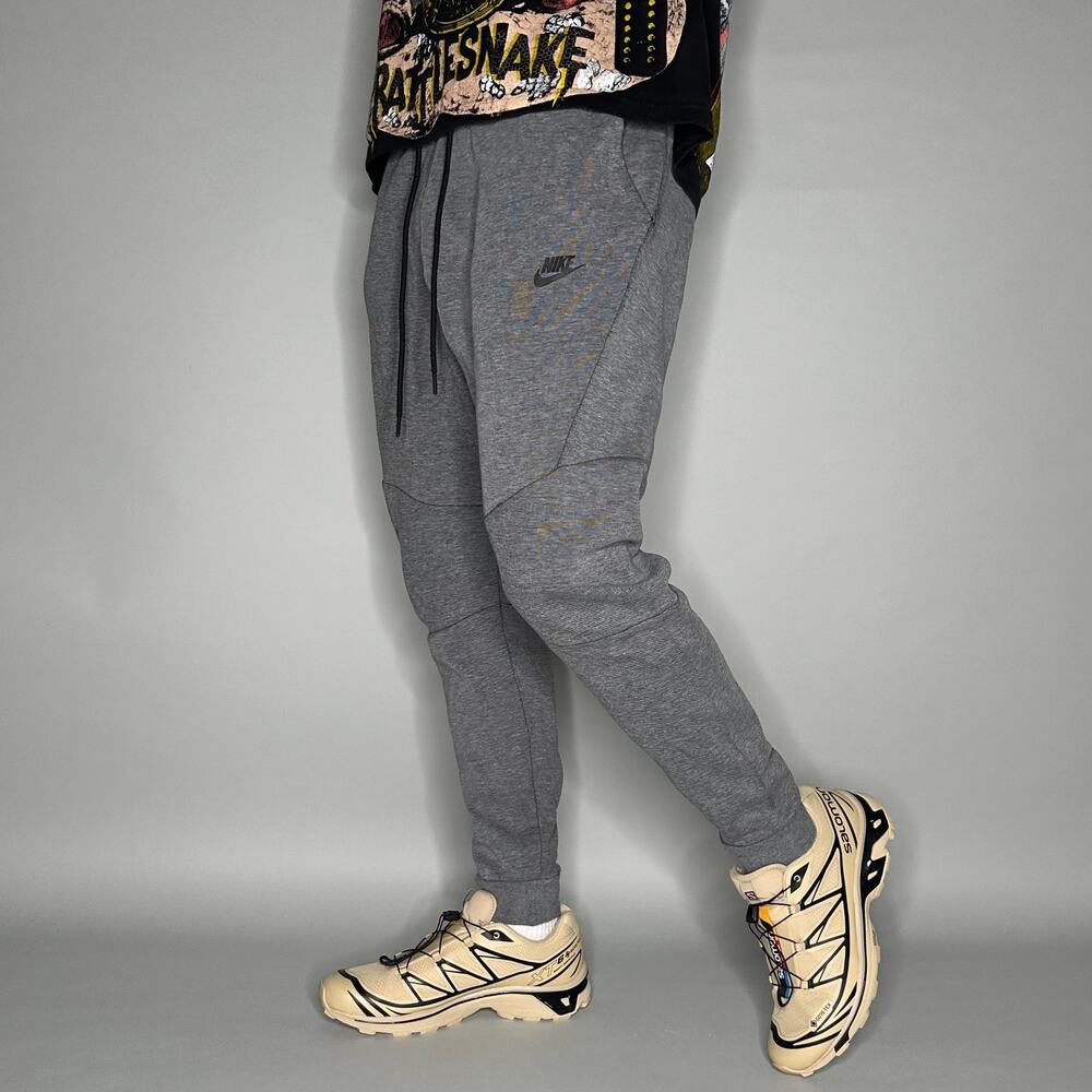 Vintage Y2K Nike Sweatpants Mens L Grey Black Swoosh Cotton Joggers